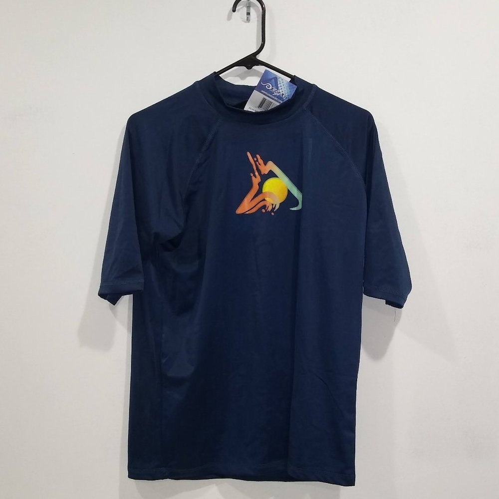 OKANU Men’s Surf Short Sleeve Shirt Large Navy NWT